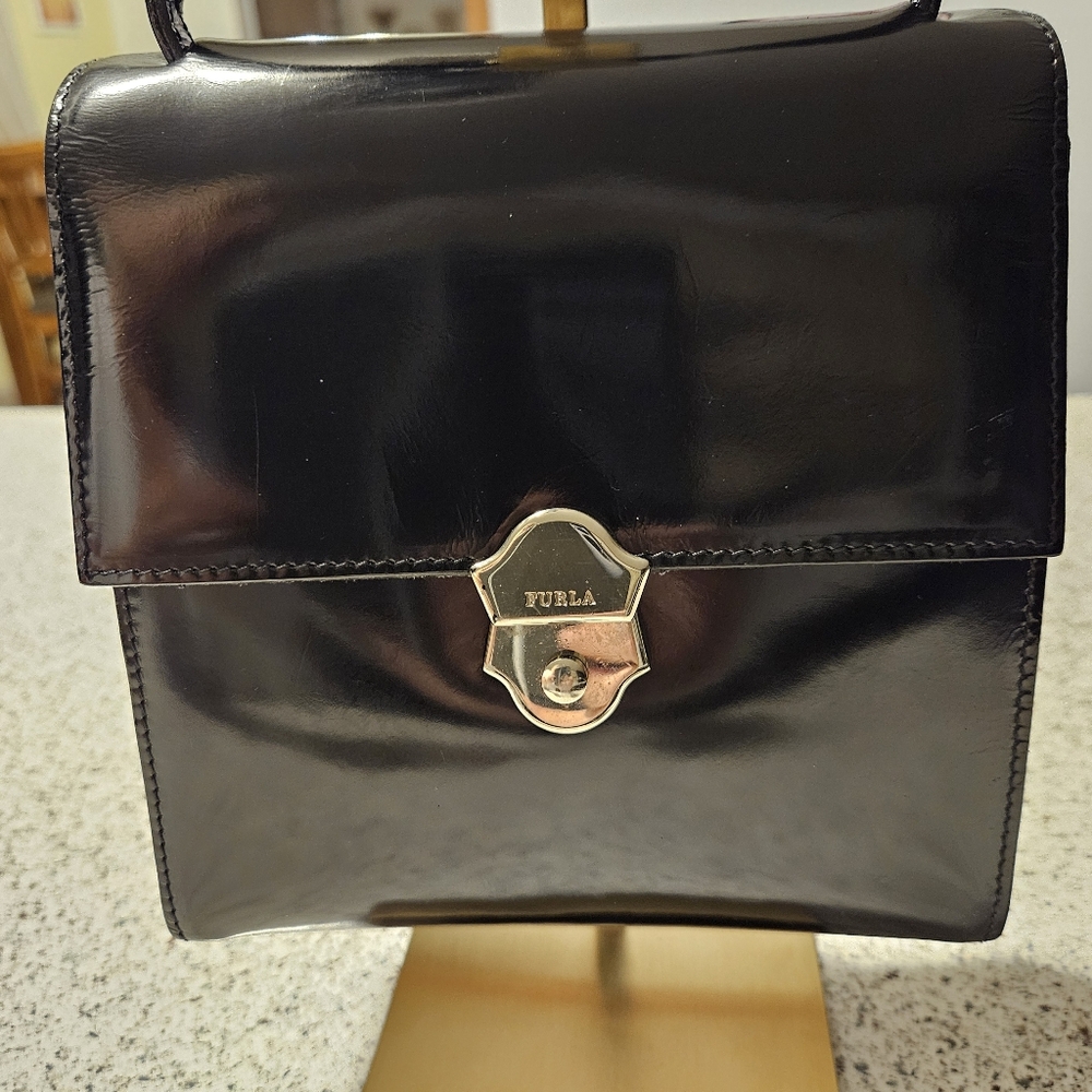 FURLA - EUC-ABSOLUTELY STUNNING Black Patent Leather Crossbody - Picture 15 of 15